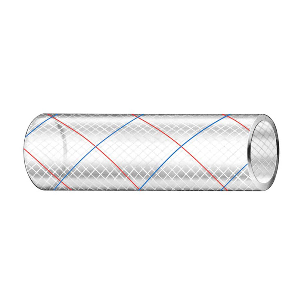 Trident Marine 12 x 50 Clear Reinforced PVC Hose Tubing Red Blue Tracer 1620126