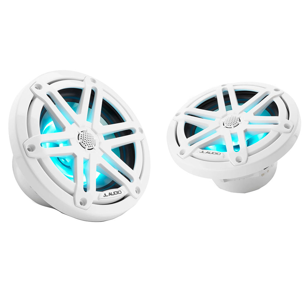 JL Audio M3 Series 65 Marine Coaxial Speakers wGloss White Sport Grilles wRGB LED Lighting M3650XSGwi 0100306400
