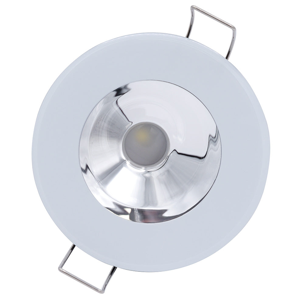 Lumitec Illusion Flush Mount LED Down Light Warm White Dimming White Housing Chrome Reflector 117139