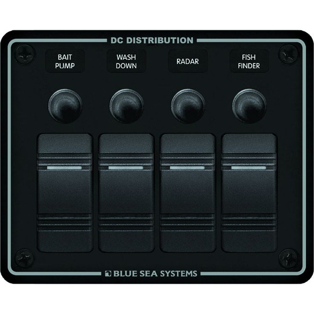 Blue Sea 8372 Water Resistant 4 Position Black Horizontal Mount Panel 8372