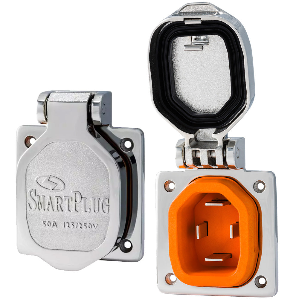 SmartPlug 50 AMP Male Inlet WCover Stainless Steel BM50S