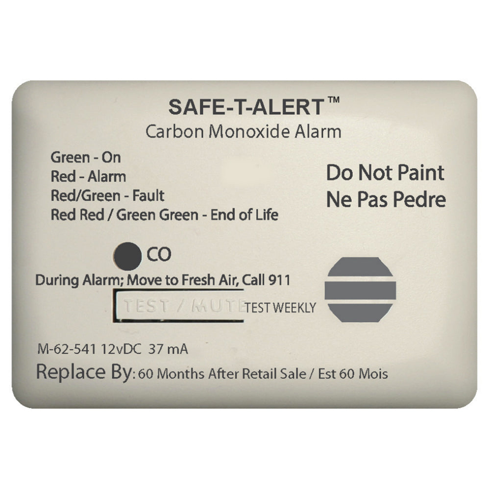 SafeTAlert 62 Series Carbon Monoxide Alarm wRelay 12V 62541MarineRLYNC Surface Mount White 62541MARINERLYNC