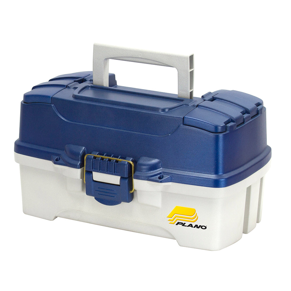Plano 2Tray Tackle Box wDuel Top Access Blue MetallicOff White 620206
