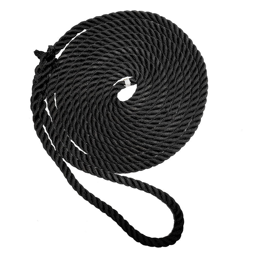 New England Ropes 38 Premium 3Strand Dock Line Black 15 C60541200015