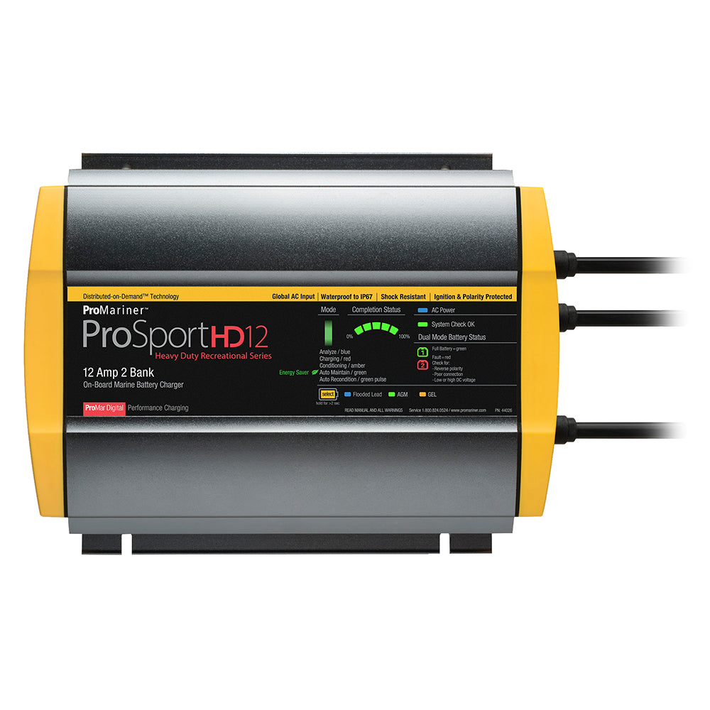 ProMariner ProSportHD 12 Global Gen 4 12 Amp 2 Bank Battery Charger 44026