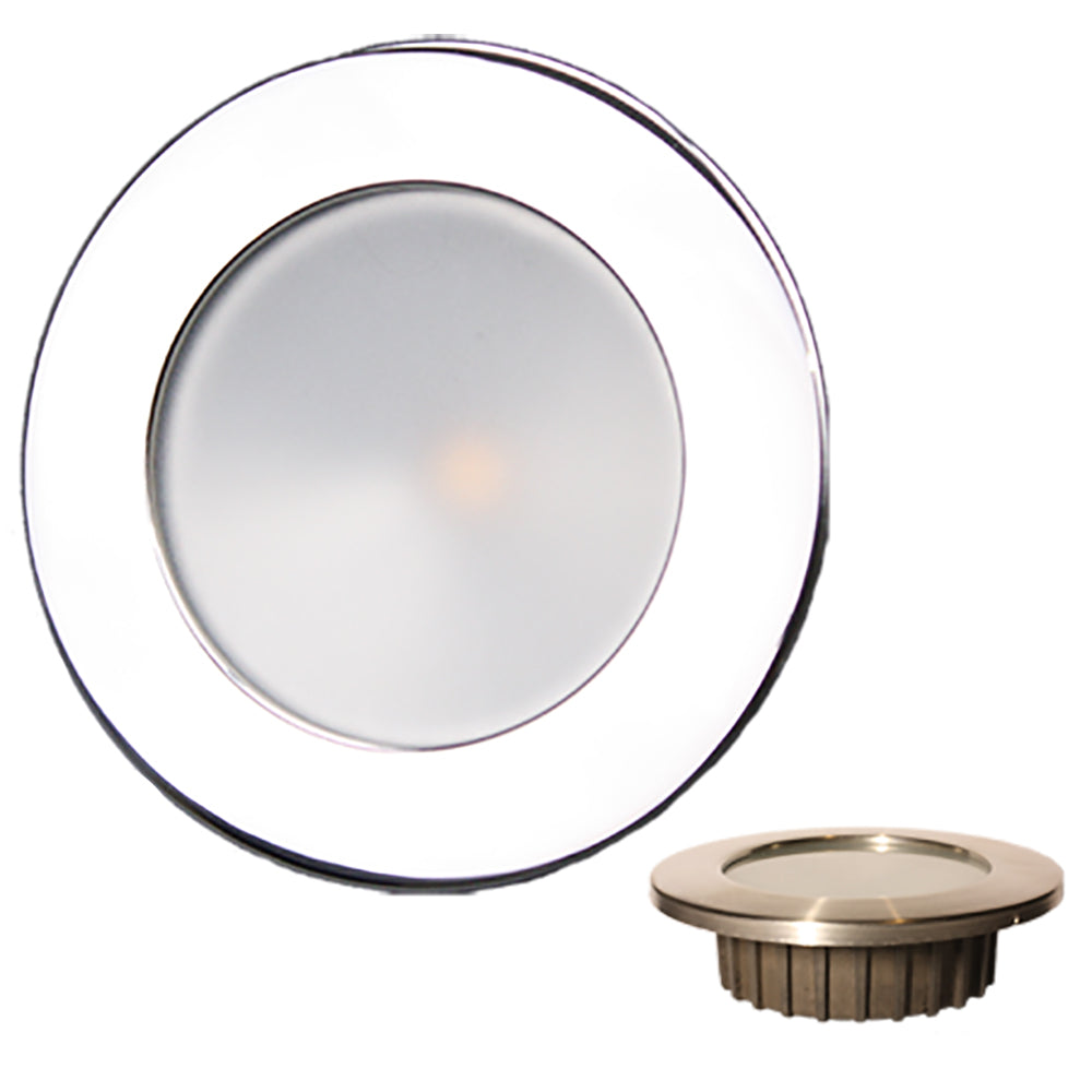 Lunasea ZERO EMI Recessed 35 LED Light Warm White Blue wPolished Stainless Steel Bezel 12VDC LLB46WB0ASS