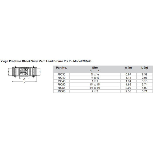 Viega ProPress 114 Zero Lead Check Valve Double Press Connection Smart Connect Technology 79050