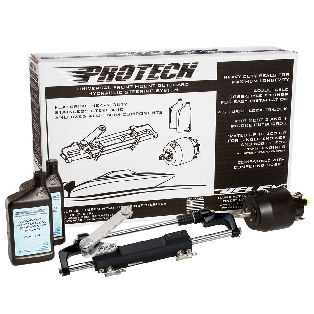 Uflex PROTECH 21 Front Mount OB Hydraulic System Includes UP28 FM Helm Oil UC128TS2 Cylinder No Hoses PROTECH 21