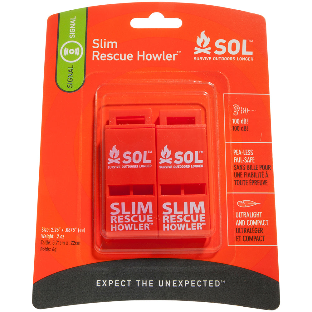 SOL Survive Outdoors Longer Rescue Howler Whistle 2 Pack 01400010