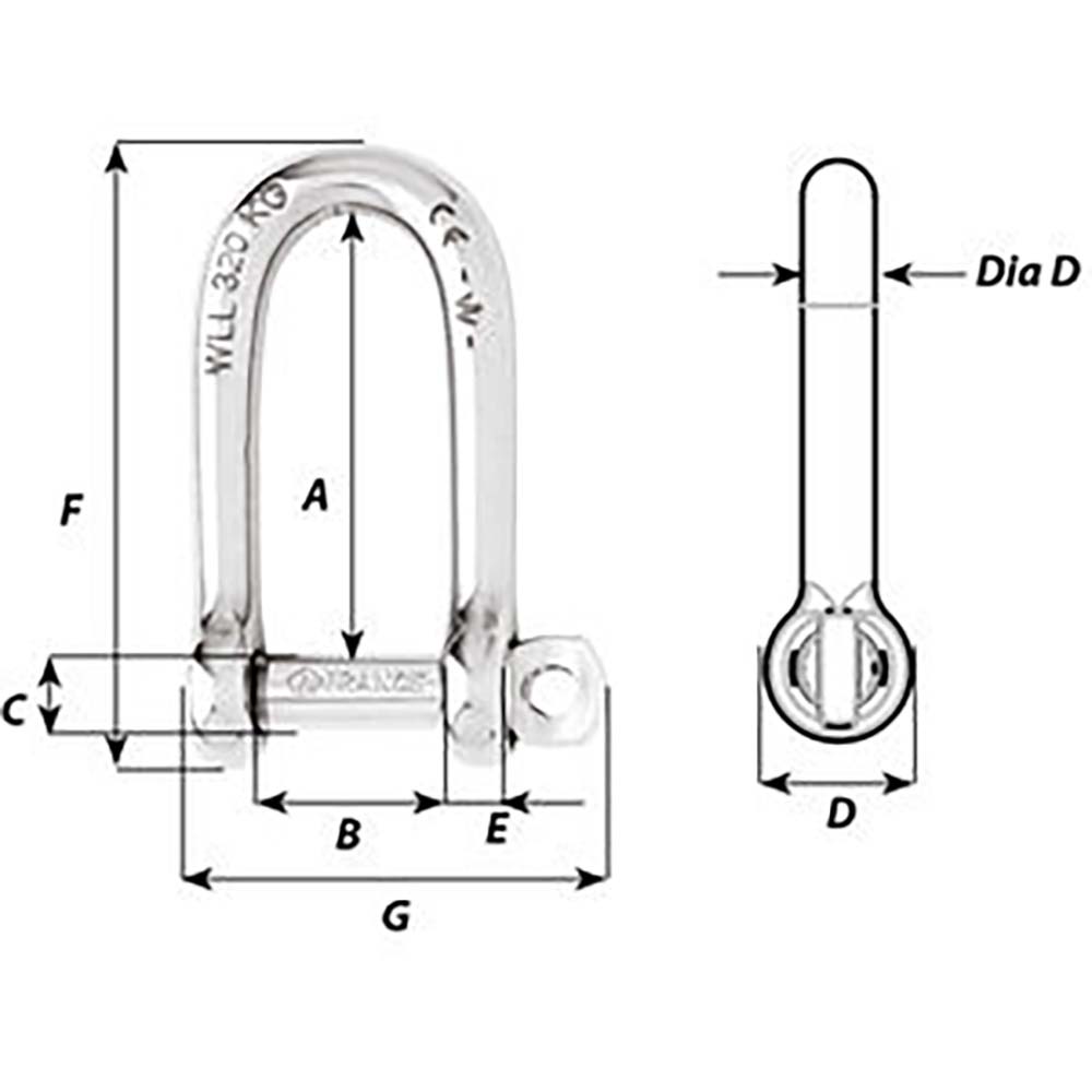 Wichard SelfLocking Long D Shackle Diameter 8mm 516 01214