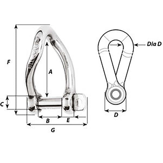 Wichard SelfLocking Twisted Shackle Diameter 6mm 14 01223