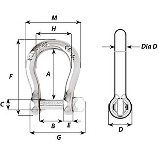 Wichard SelfLocking Bow Shackle Diameter 8mm 516 01244