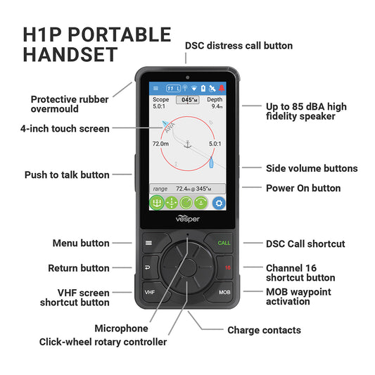 Vesper Cortex H1P PortableWirelessRechargeable Handset wCharging Cradle 0100281610