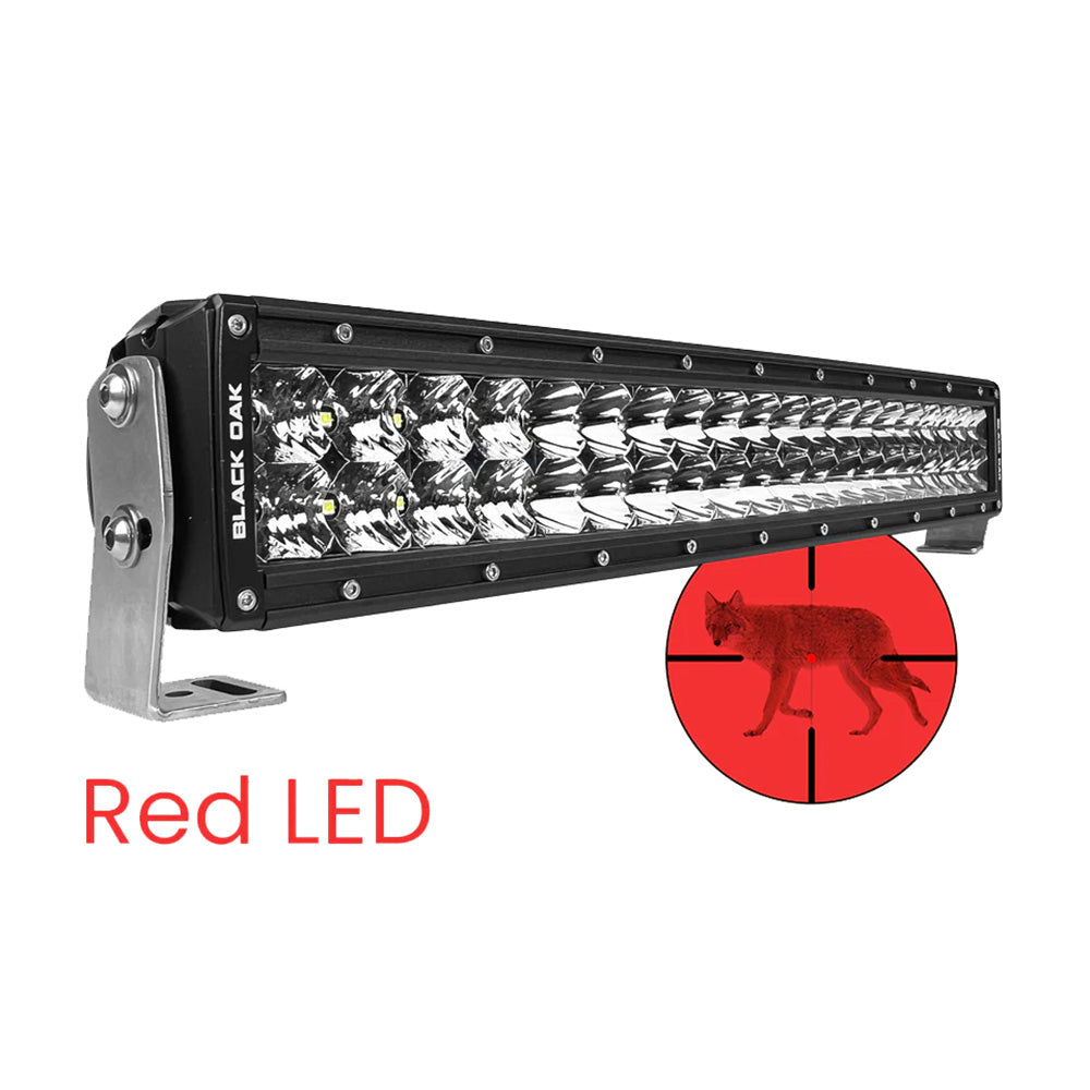 Black Oak 20 Curved Double Row Red LED Predator Hunting Light Bar Combo Optics Black Housing Pro Series 30 20CRD3OS