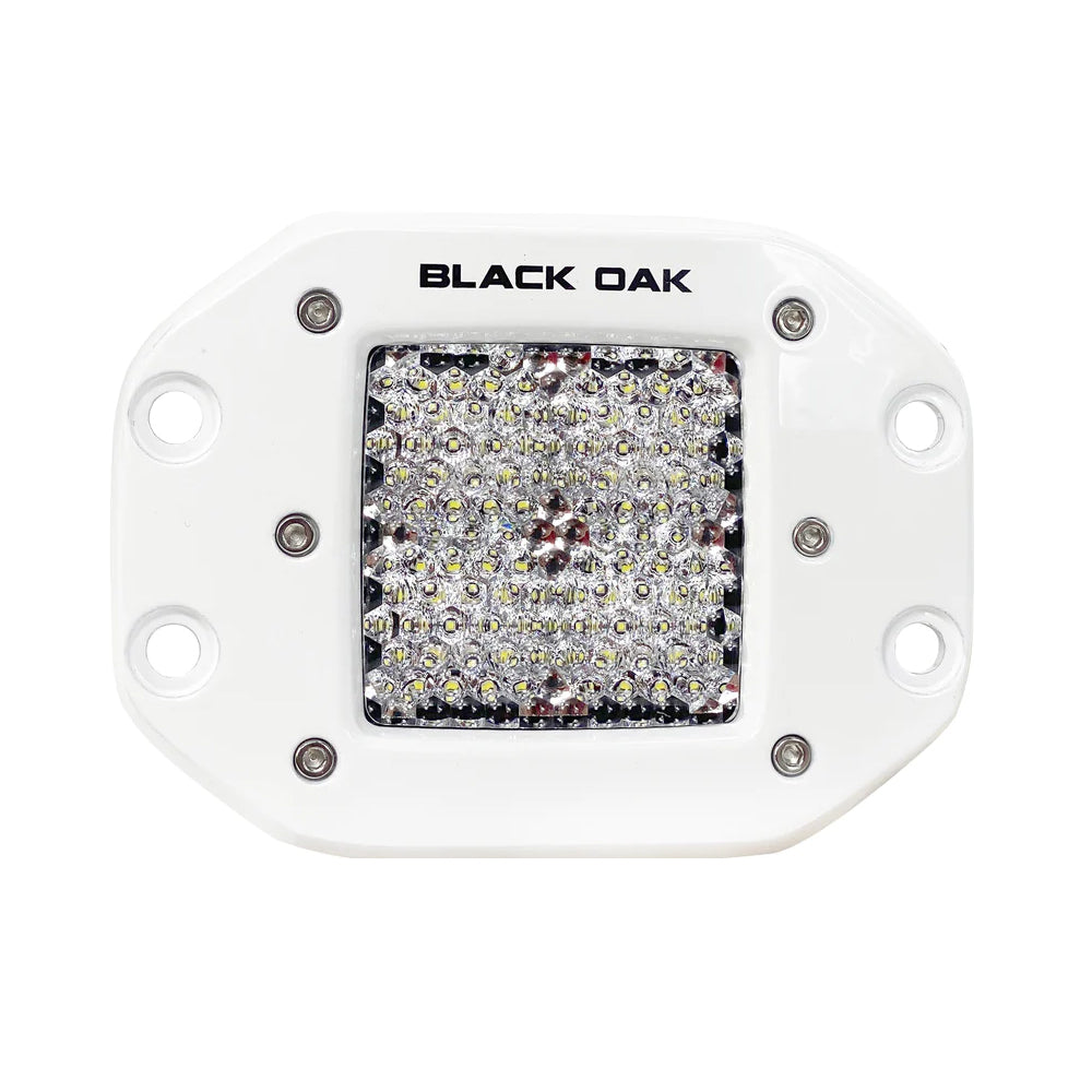 Black Oak 2 Marine Flush Mount LED Pod Light Diffused Optics White Housing Pro Series 30 2DMFPOD10CR