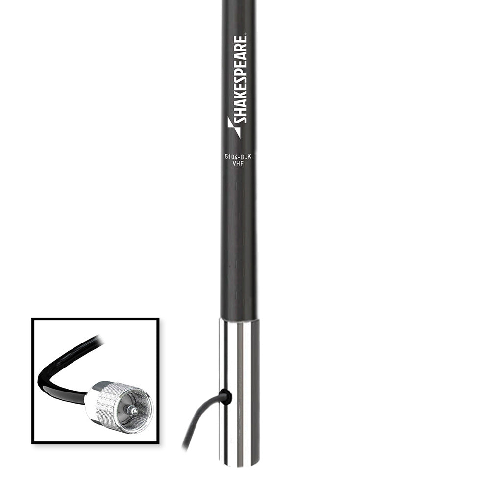 Shakespeare 5104 4 Classic VHF Antenna w15 RG58 Cable Black 5104BLK