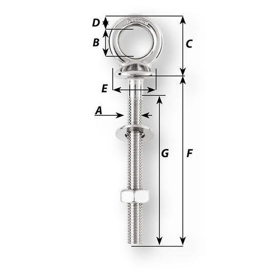 Wichard Eye Bolt M12 x 175mm Length 120mm 06497