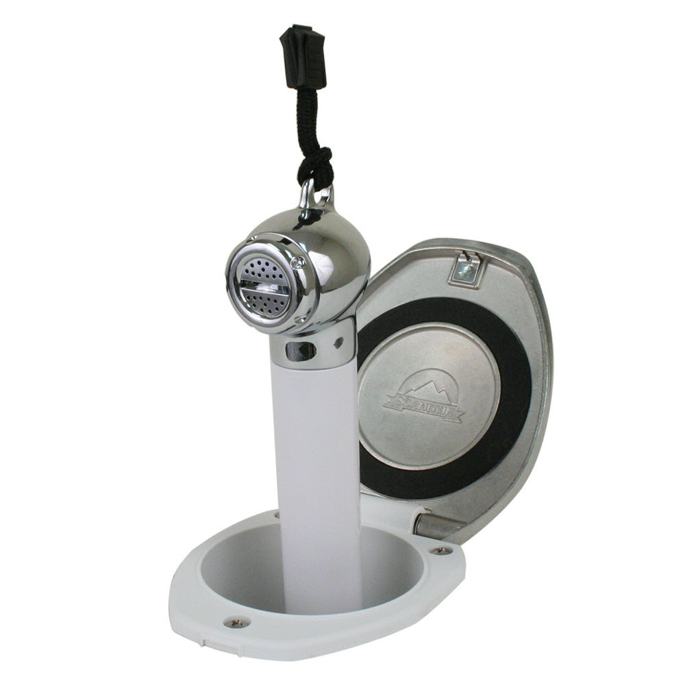 Scandvik White  SS Recessed Transom Shower HandleHose  VerticalHorizontal Mount  6 Hose 12131