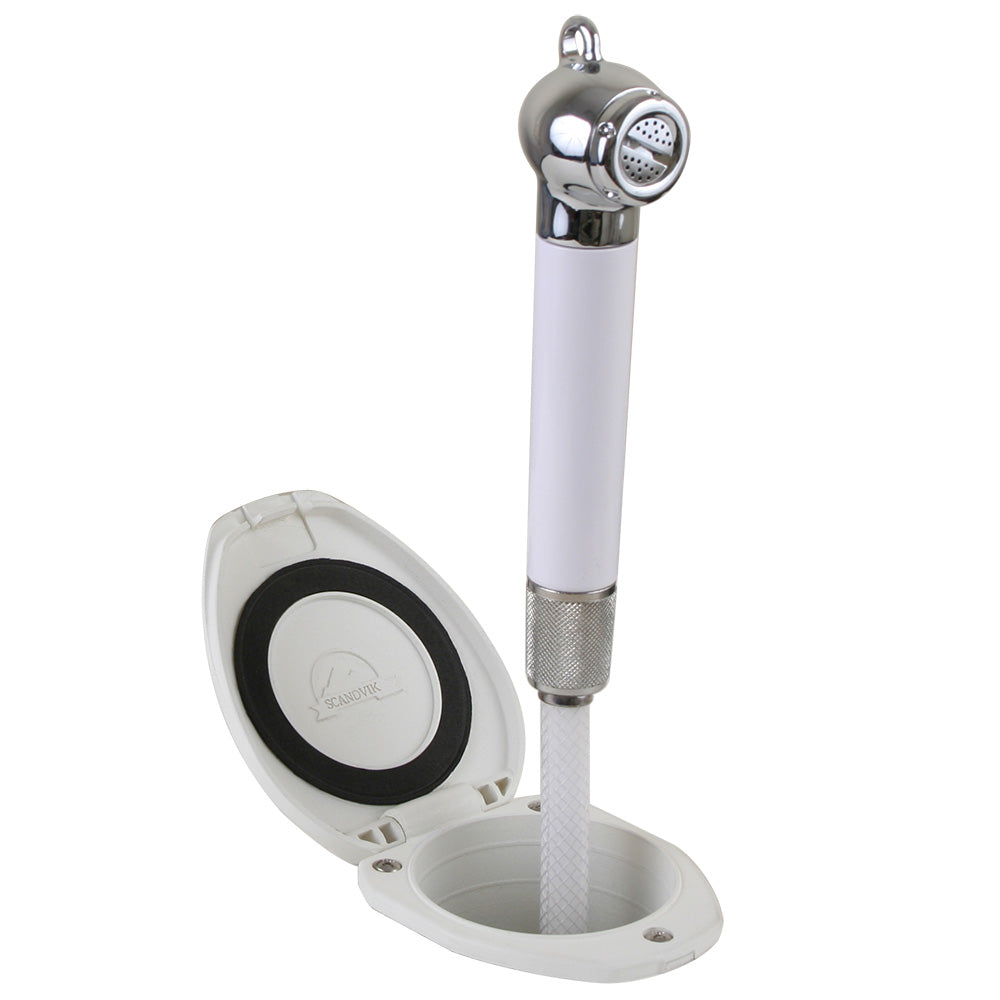 Scandvik Recessed Shower w6 White Hose  PushButton 12106P