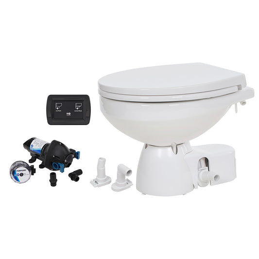 Jabsco Quiet Flush E2 Raw Water Toilet Regular Bowl  12V  Soft Close Lid 382454192RSP