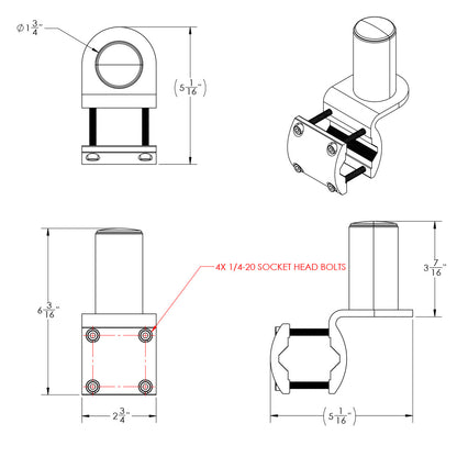 TACO ShadeFin Mini Square Tube Rail Mount T1040009