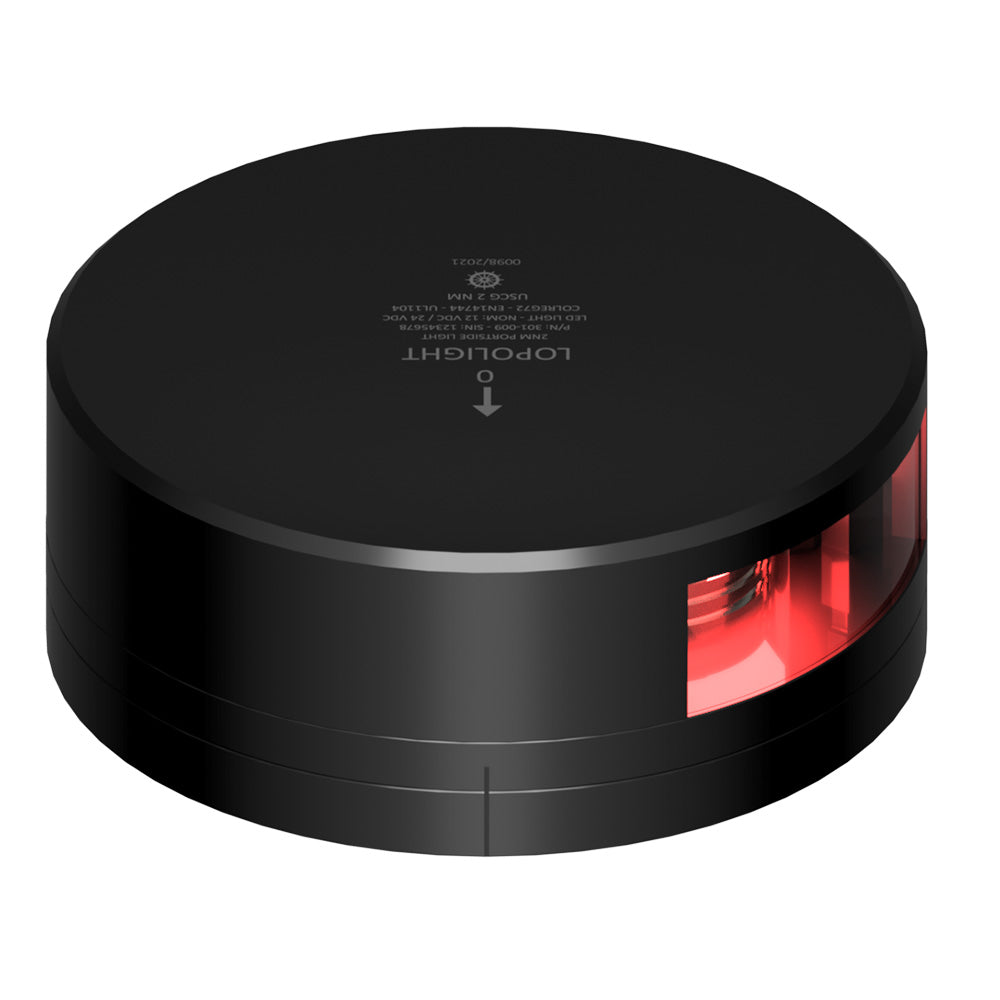 Lopolight Red Port Light  2NM  Black Housing wFB Base 301009FBB