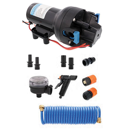 Jabsco HotShot HD5 Heavy Duty Washdown Pump Kit w25 HoseCoil  12V  5GPM  70PSI P501J119N4A