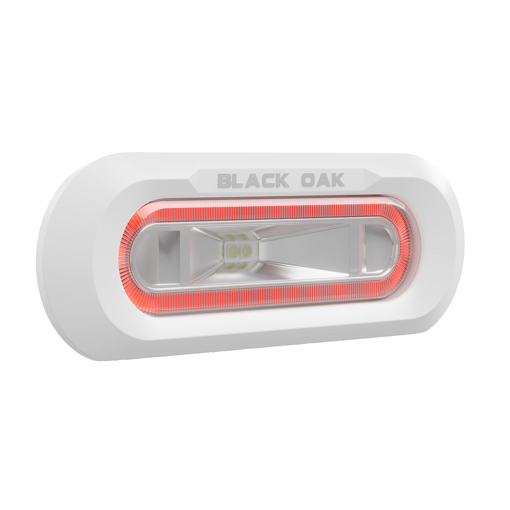 Black Oak Low Pro Marine Spreader Light  Flush Mount  White Housing  Red LED MLPSFR