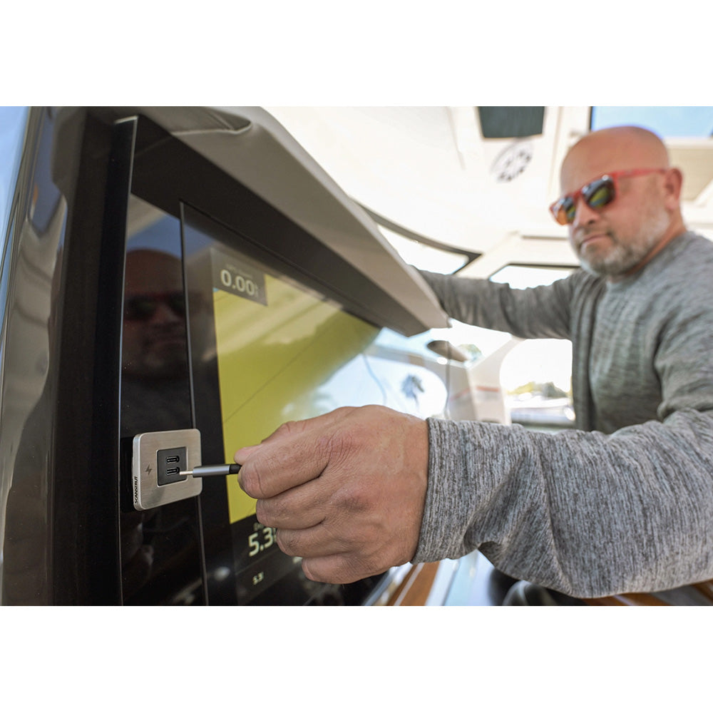 Scanstrut TILE USBC Interior Charging Socket  1224V  Stainless Steel Bezel SCTILE21