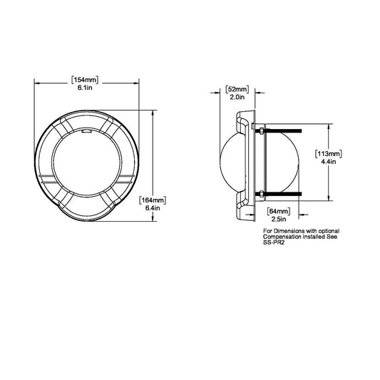 Ritchie SR2 Venture Sail Boat Compass  Bulkhead Mount  Black SR2
