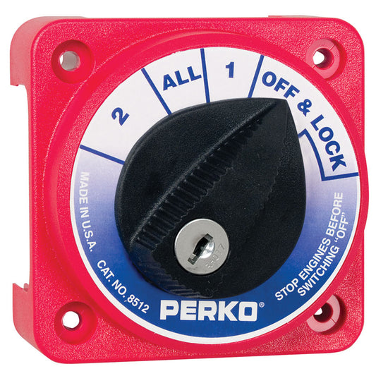 Perko Compact Medium Duty Battery Selector Switch wKey Lock 8512DP