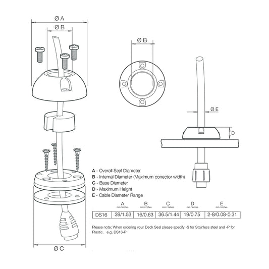 Scanstrut DS16P Vertical Cable Seal DS16P