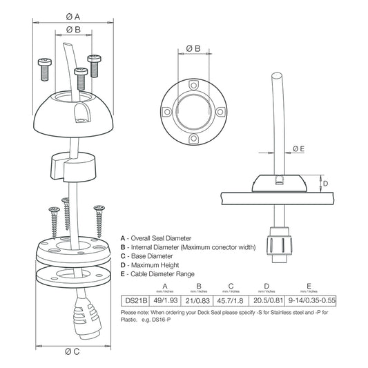 Scanstrut DS21BP Vertical Cable Seal DS21BP