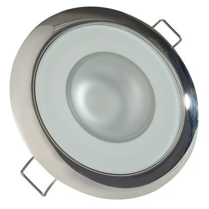 Lumitec Mirage  Flush Mount Down Light  Glass FinishPolished SS Bezel  Warm White Dimming 113119