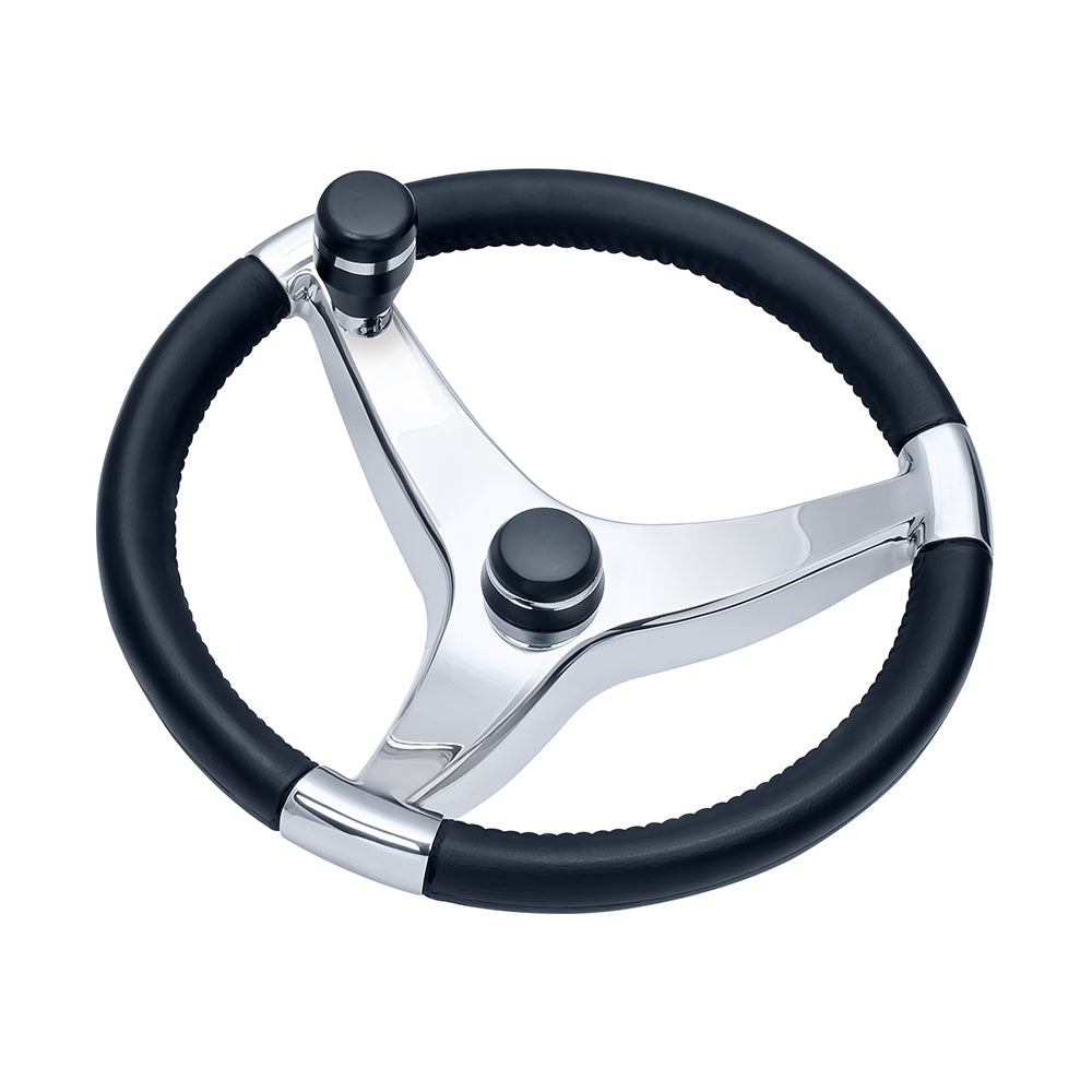 Schmitt Marine Evo Pro 316 Cast Stainless Steel Steering Wheel wControl Knob  155 Diameter 7241521FGK