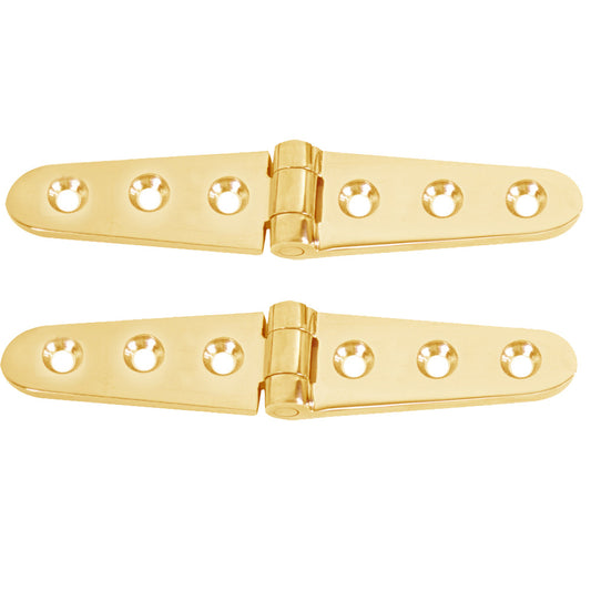 Whitecap Strap Hinge  Polished Brass  6 x 118  Pair S0605BC