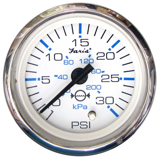 Faria Chesapeake White SS 2 Water Pressure Gauge 30 PSI 13812