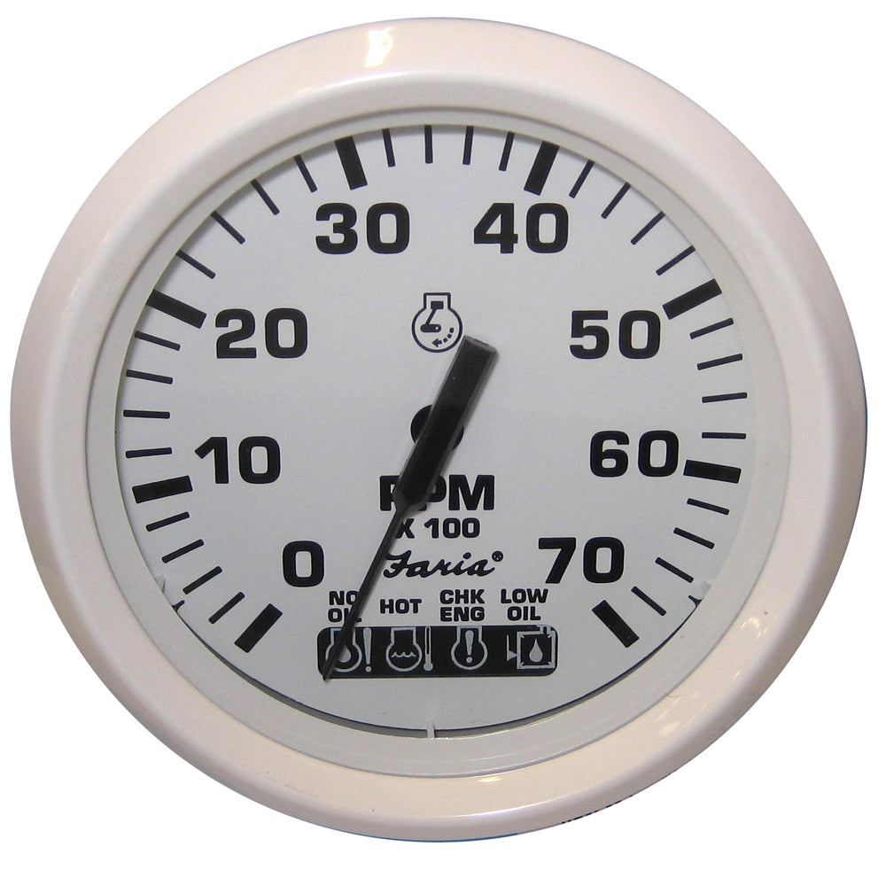 Faria Dress White 4 Tachometer wSystemcheck Indicator  7000 RPM Gas Johnson  Evinrude Outboard 33150