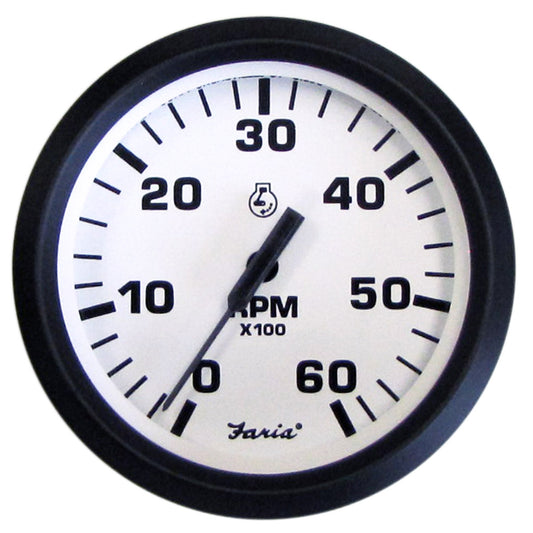 Faria Euro White 4 Tachometer  6000 RPM Gas Inboard  IO 32904