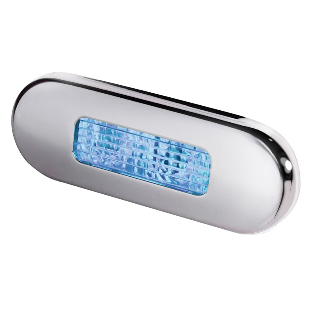 Hella Marine Surface Mount Oblong LED Courtesy Lamp  Blue LED  Stainless Steel Bezel 980869601