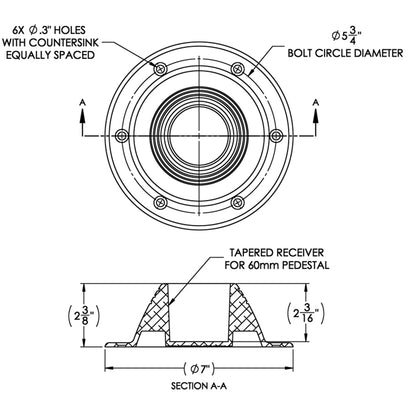 TACO Table Support  Surface Mount  Fits 238 Pedestals Z104067BLY60MM