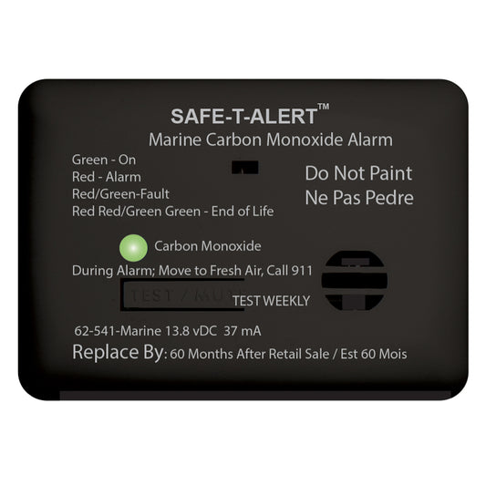 SafeTAlert 62 Series Carbon Monoxide Alarm wRelay  12V  62541RMarine  Surface Mount  Black 62541RMARINEBL