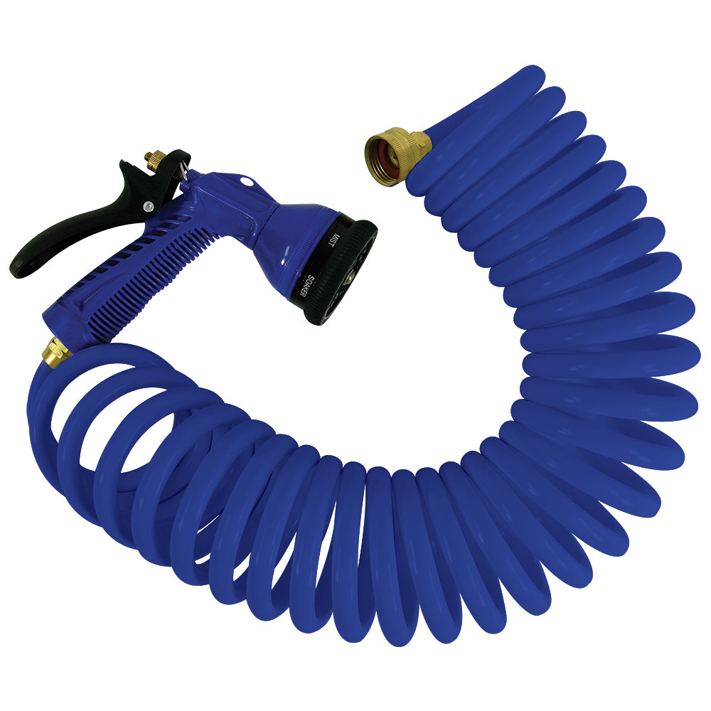 Whitecap 50 Blue Coiled Hose wAdjustable Nozzle P0442B