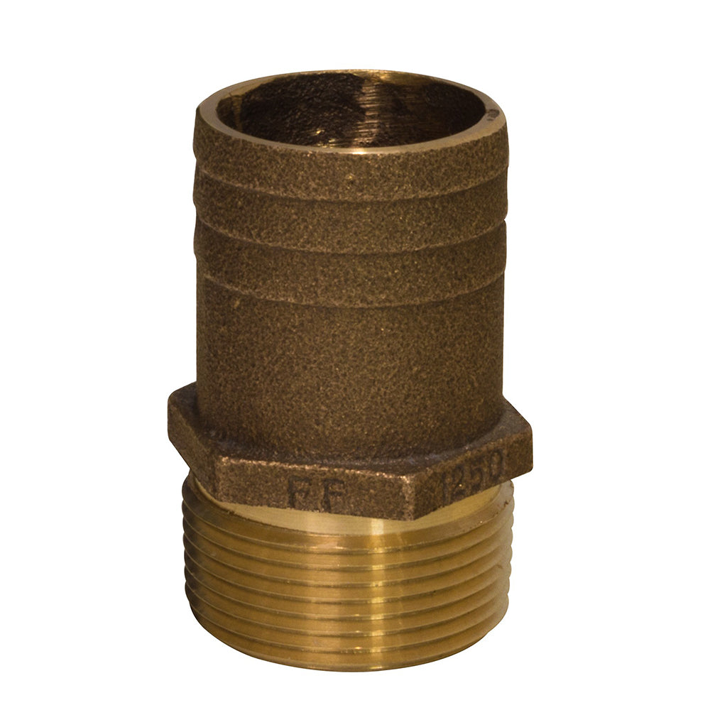 GROCO 12 NPT x 34 Bronze Full Flow Pipe to Hose Straight Fitting FF500
