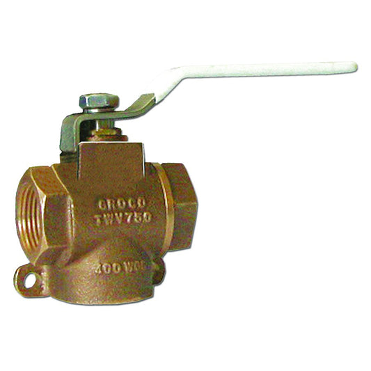 GROCO 34 NPT Bronze 3Way Valve TWV750