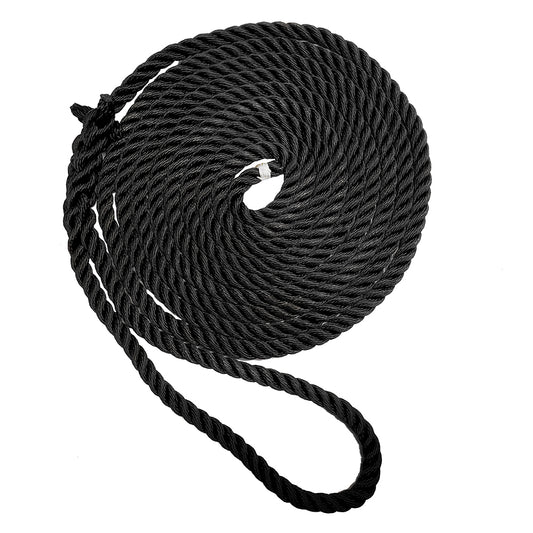 New England Ropes 34 Premium 3Strand Dock Line  Black  25 C60542400025
