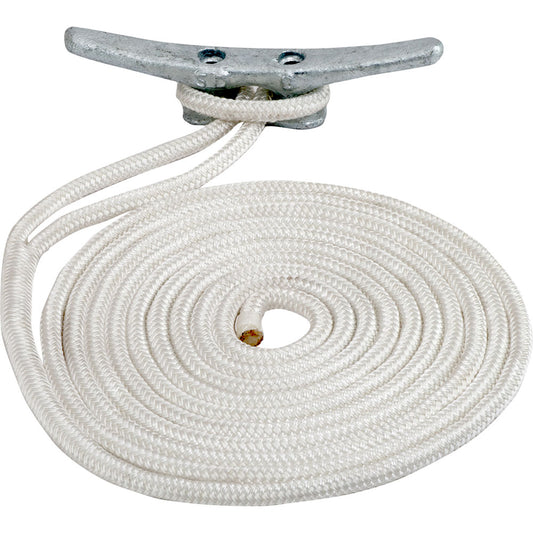 SeaDog Double Braided Nylon Dock Line  38 x 25  White 302110025WH1