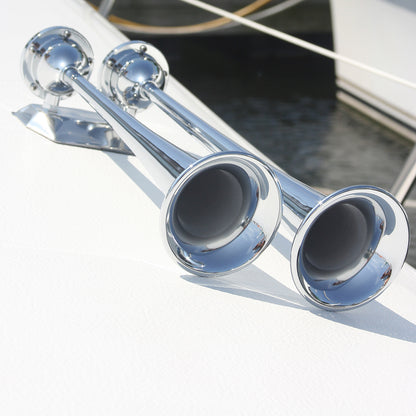 Marinco 12V Chrome Plated Dual Trumpet Air Horn 10106