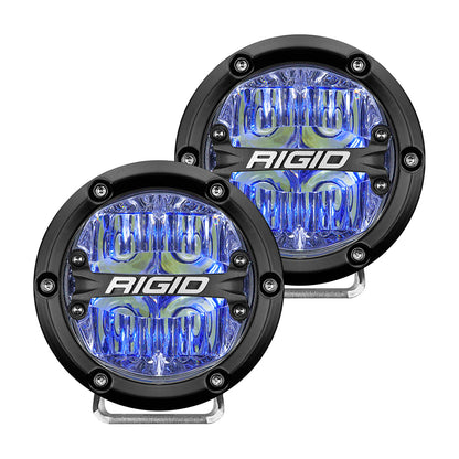 RIGID Industries 360Series 4 LED OffRoad Fog Light Drive Beam wBlue Backlight  Black Housing 36119