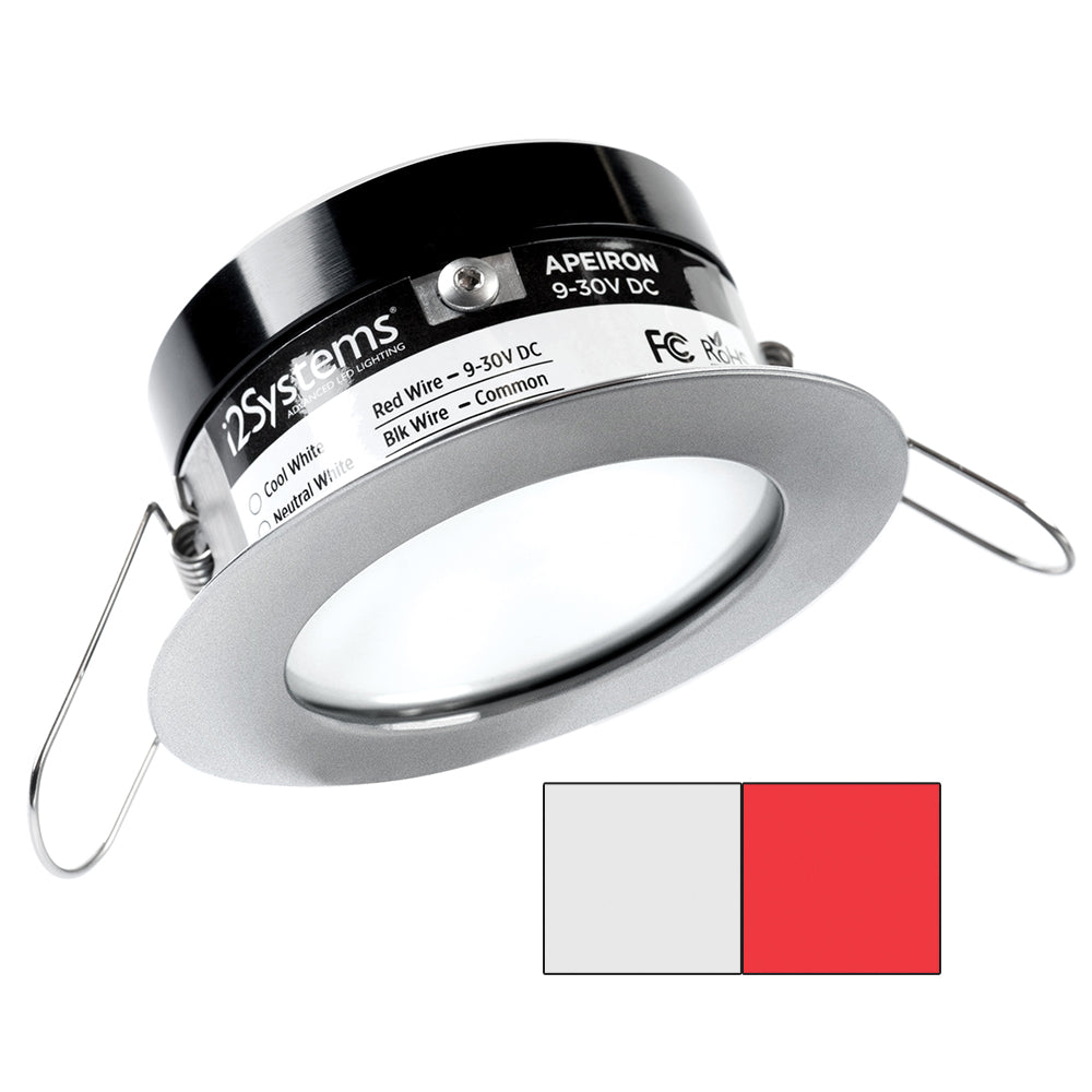 i2Systems Apeiron PRO A503  3W Spring Mount Light  Round  Cool White  Red  Brushed Nickel Finish A50341AAGH